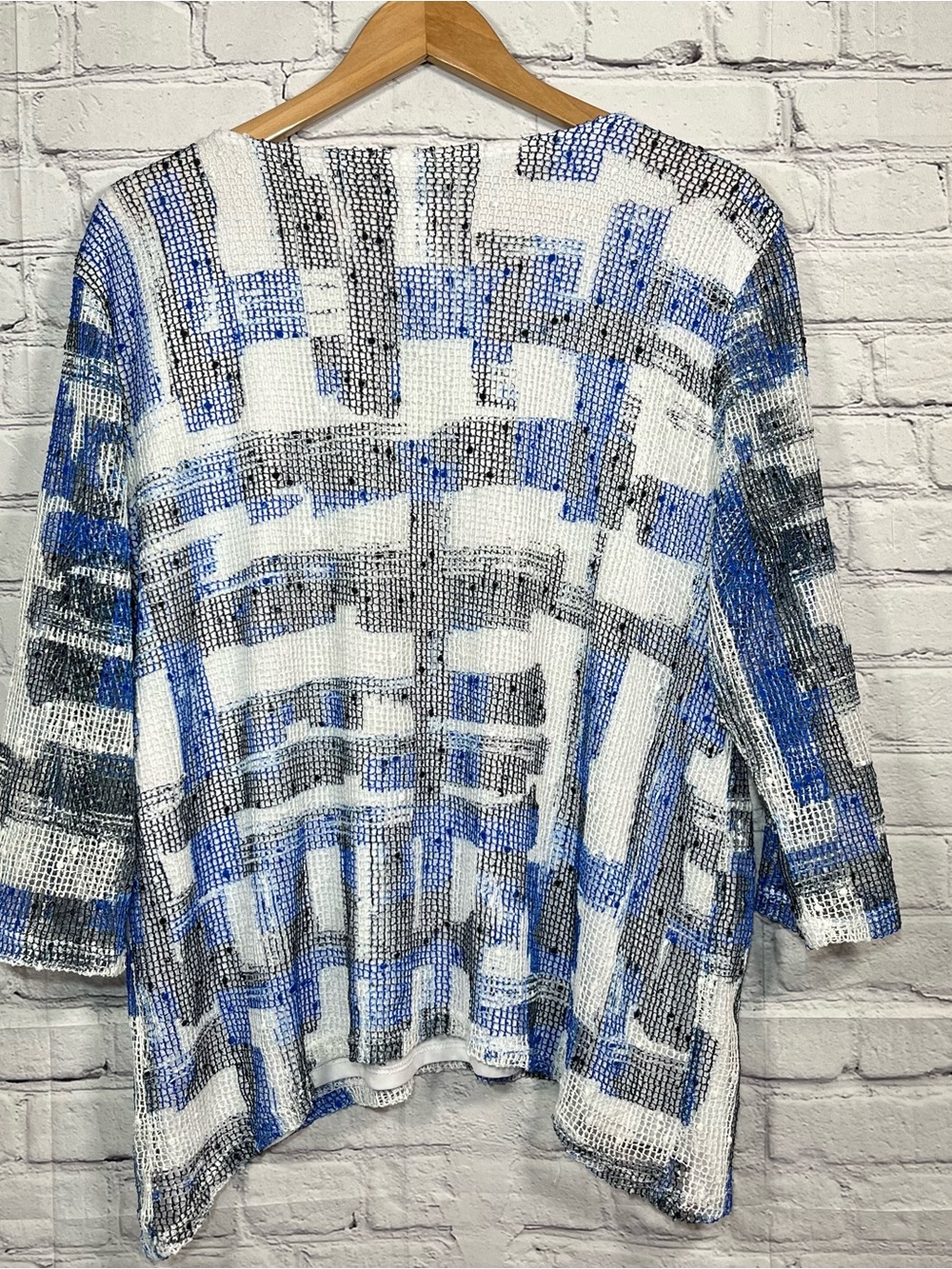 Alfred Dunner Layered Open Weave Blouse T Shirt Womens Size Large Geometric - Picture 14 of 14